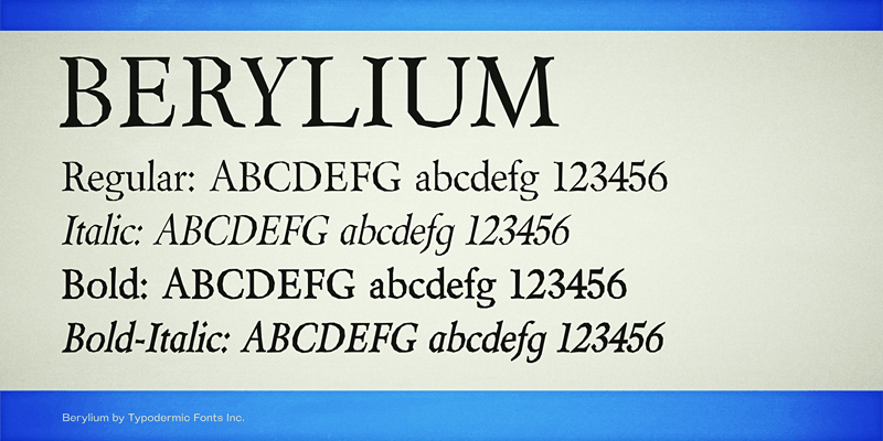 Berylium Font preview
