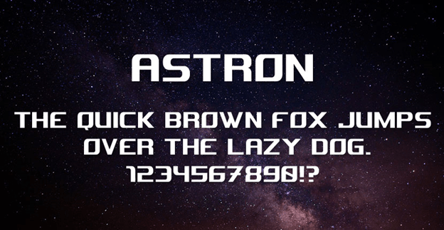 Astron Regular Font preview