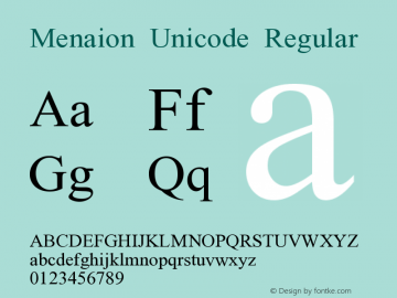 Menaion Unicode Regular Font preview