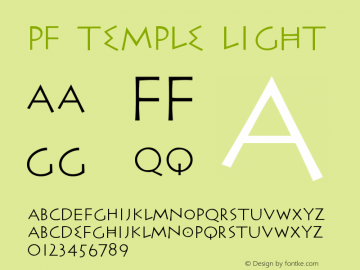 PF Temple Light Font preview