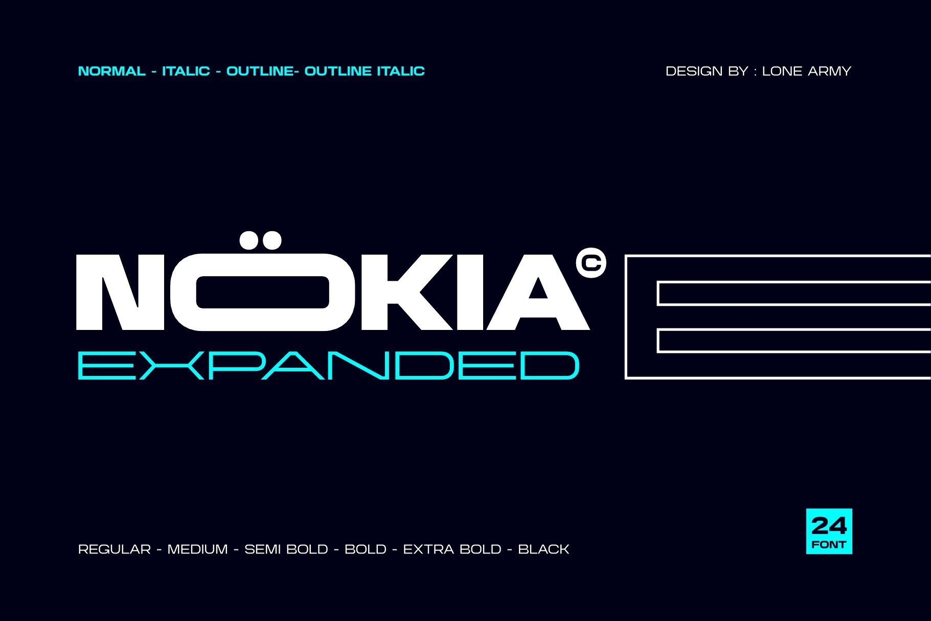 Nokia Expanded Semi Bold Font preview