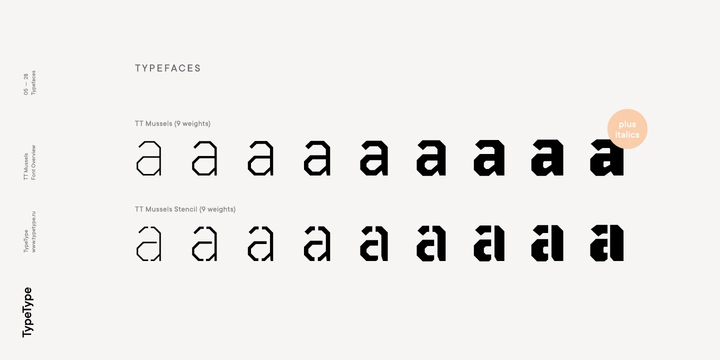 TT Mussels Italic Font preview