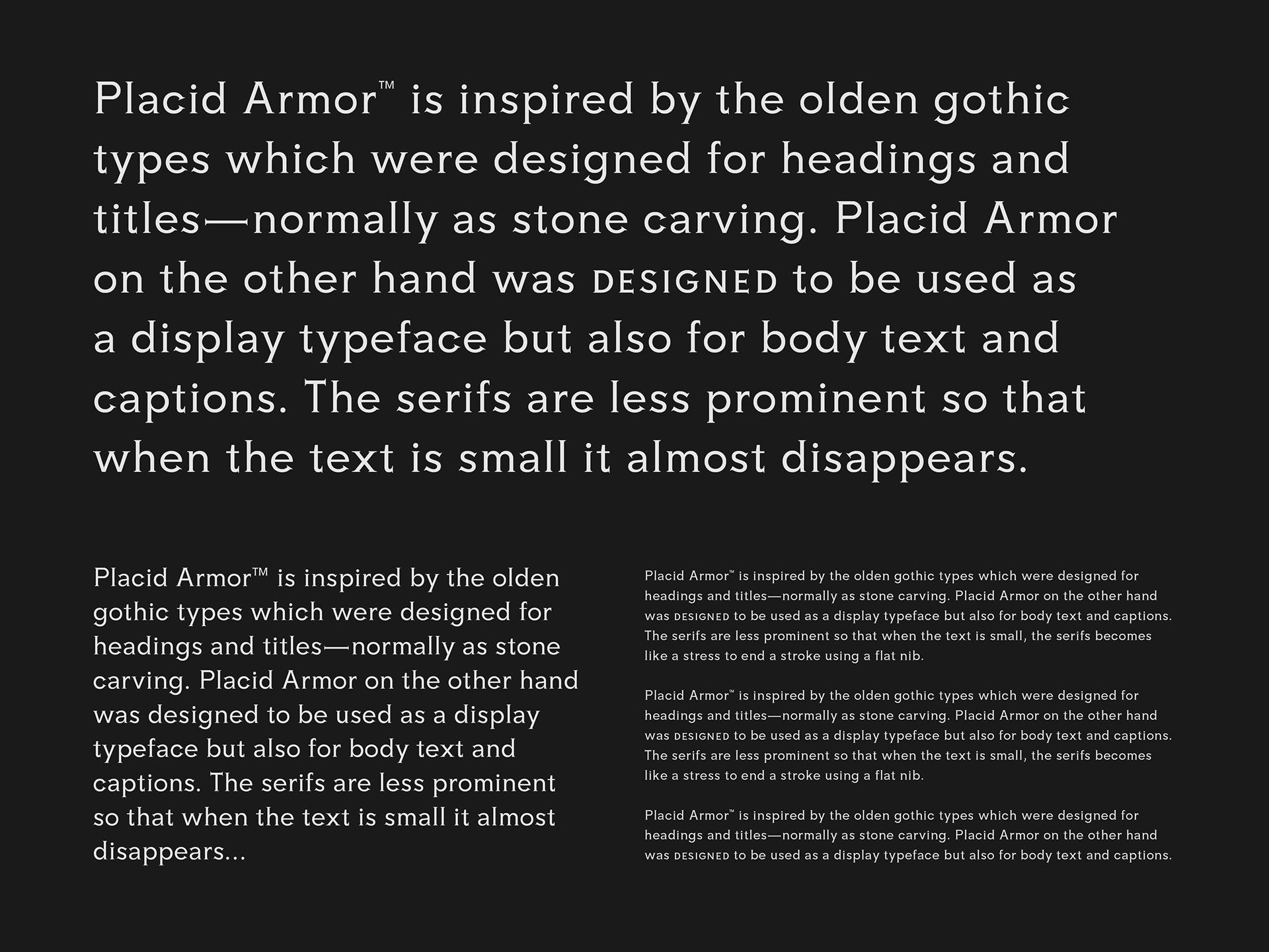 Placid Armor Medium Font preview