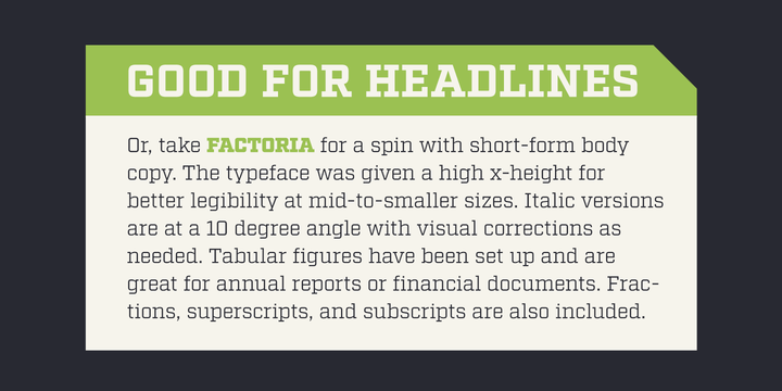 Factoria Demi Italic Font preview