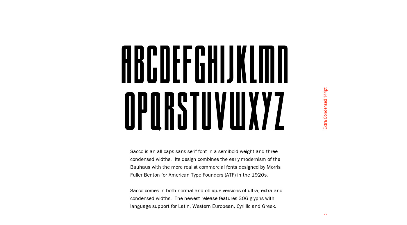 Sacco Semi Bold Extra Condensed Font preview