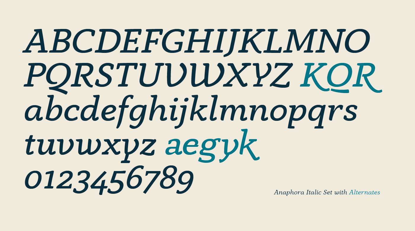 Anaphora Extra Light Italic Font preview