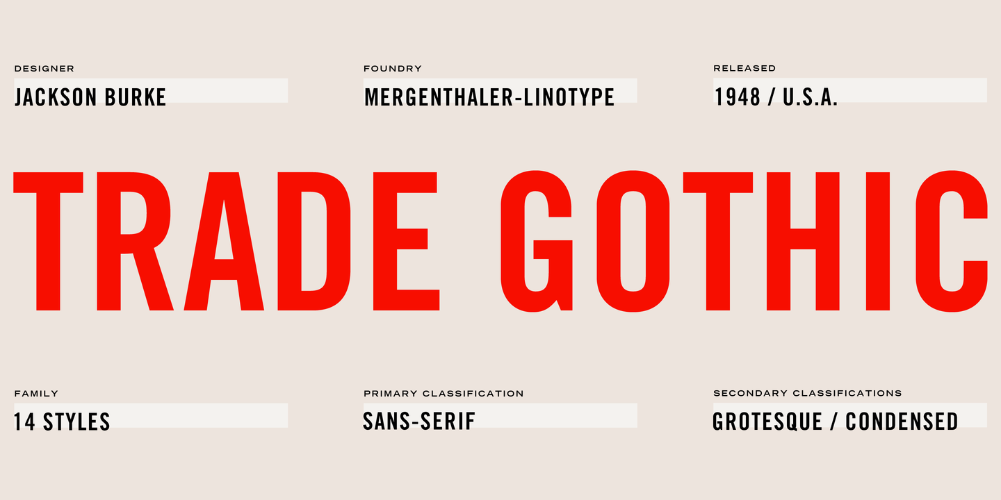 Trade Gothic Font preview