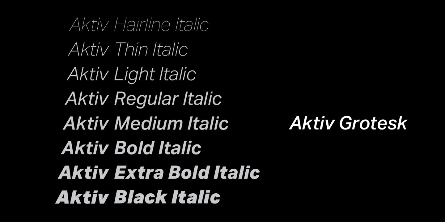 Aktiv Grotesk Italic Font preview
