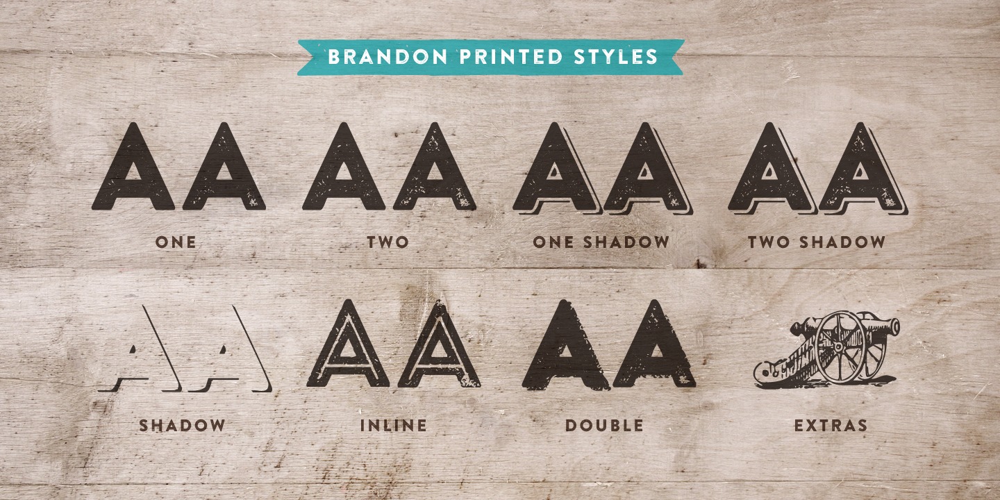 Brandon Printed Two Shadow Font preview