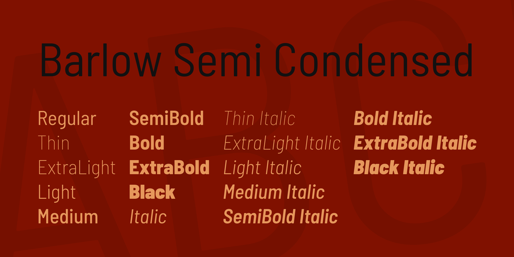 Barlow Semi Condensed Font preview