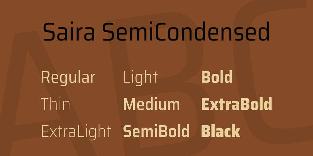 Saira Semi Condensed Font preview