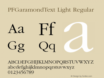 PF Garamond Text Font preview