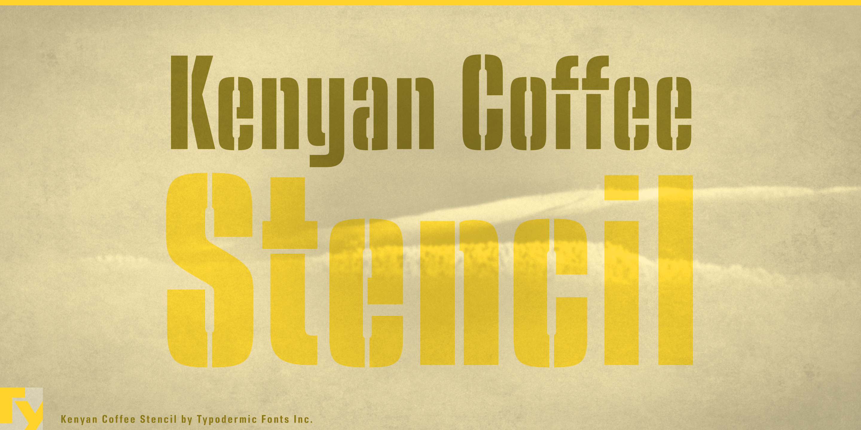 Kenyan Coffee Stencil Font preview