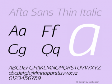 Afta Sans Italic Font preview