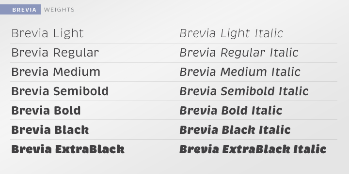 Brevia Black Italic Font preview