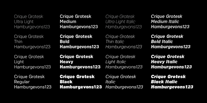 Crique Grotesk Display Light Italic Font preview