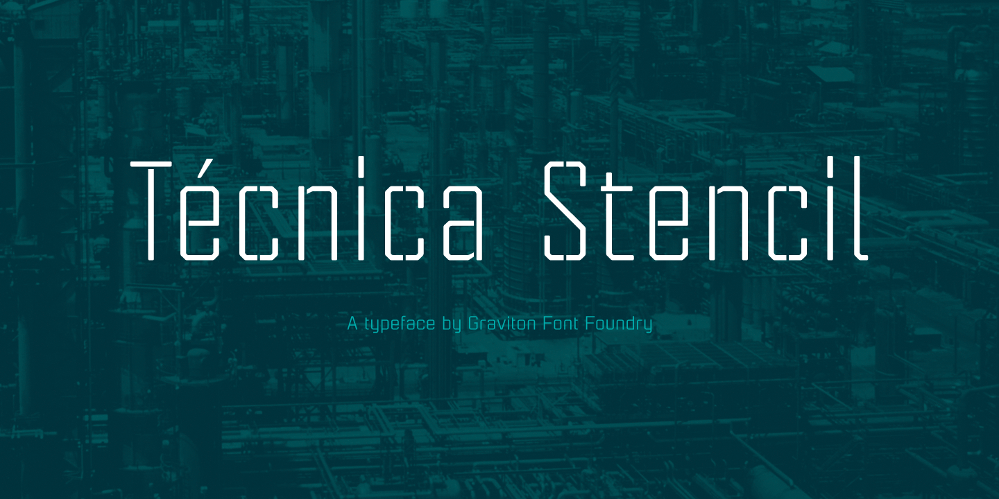Tecnica Stencil Font preview