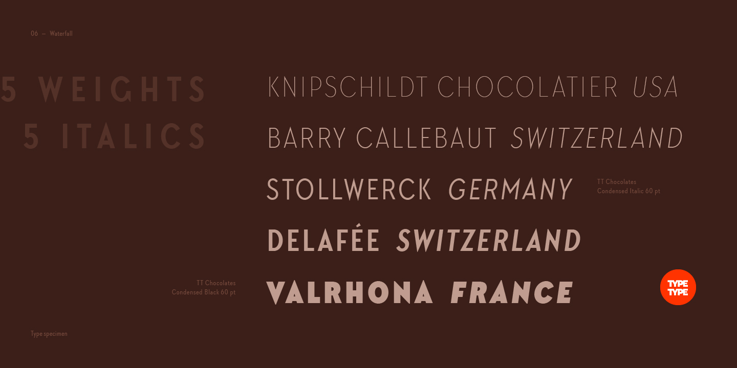 TT Chocolates Condensed Black Italic Font preview