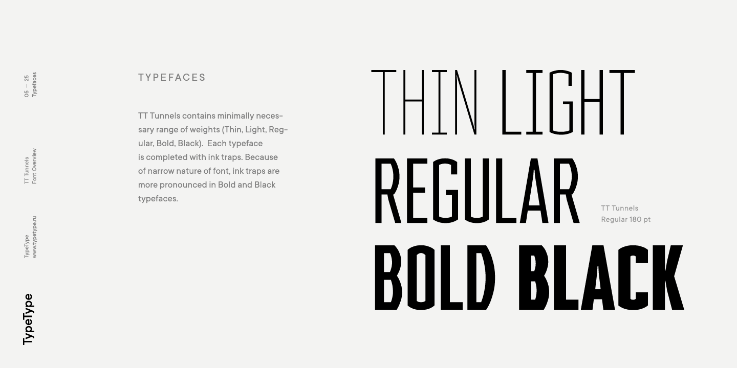 TT Tunnels Thin Font preview