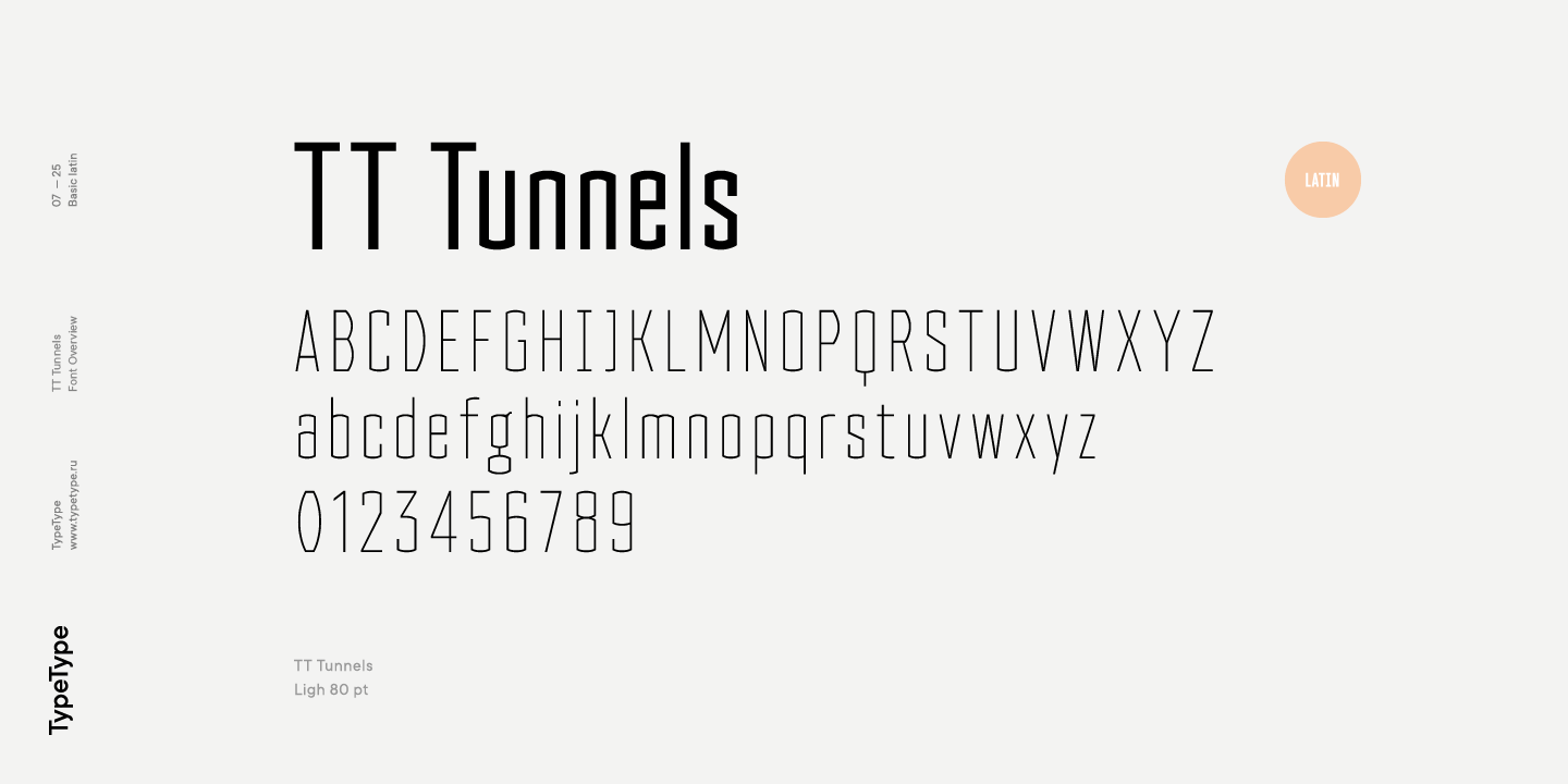 TT Tunnels Thin Font preview