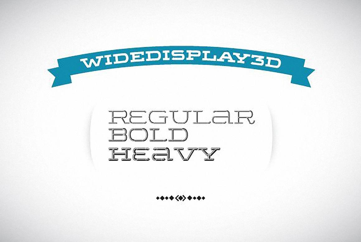 Wide Display Regular 3D Down Font preview