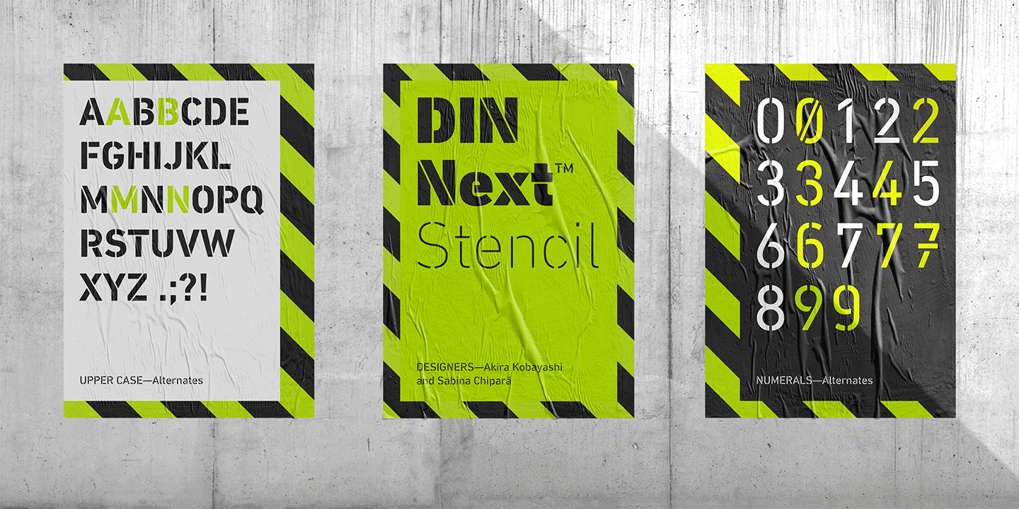 DIN Next Stencil UltraLight Font preview