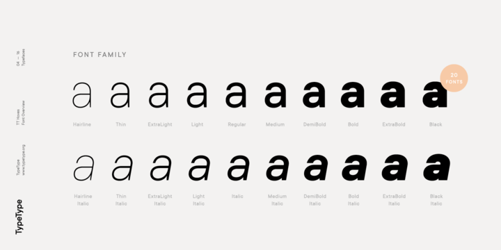 TT Hoves Thin Italic Font preview