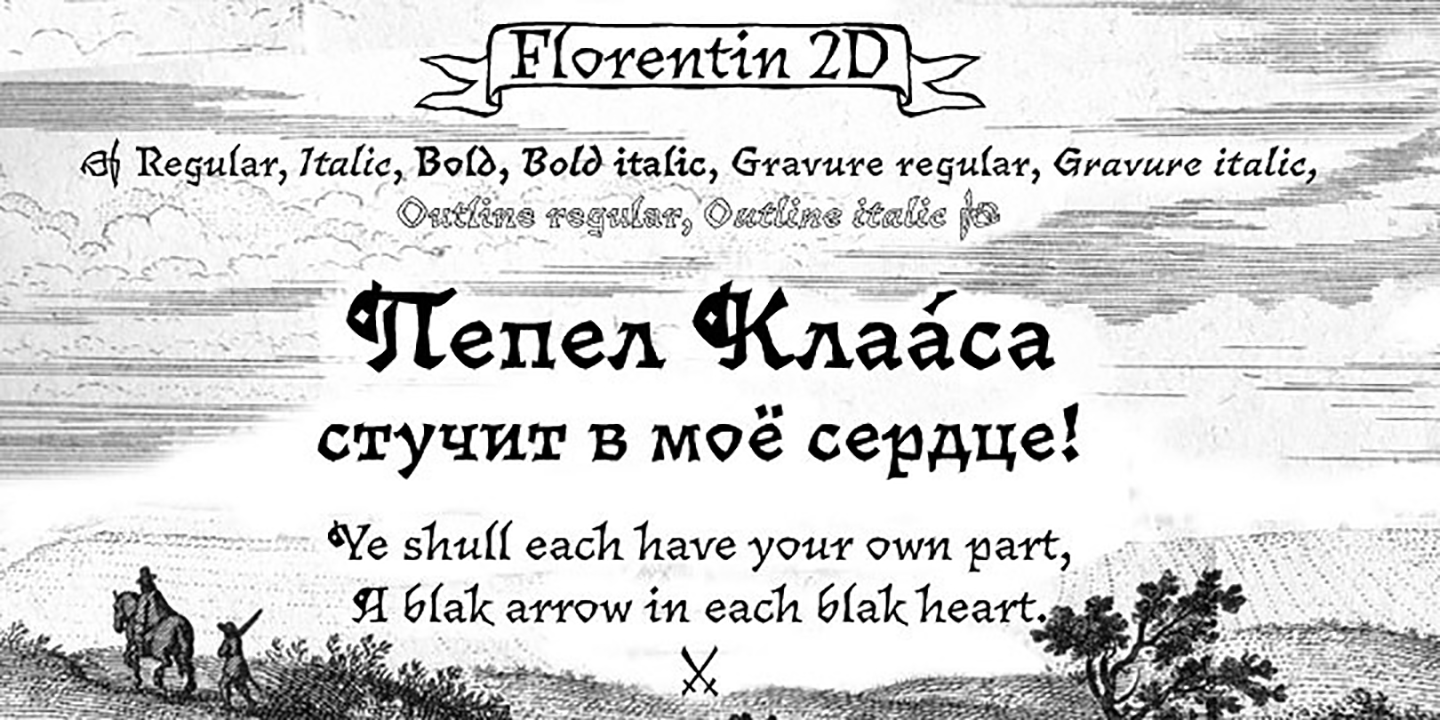 Florentin 2D Gravure-Italic Font preview