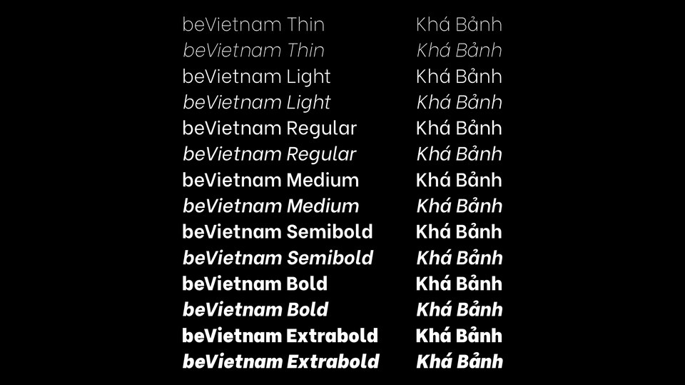 Be Vietnam Light Italic Font preview