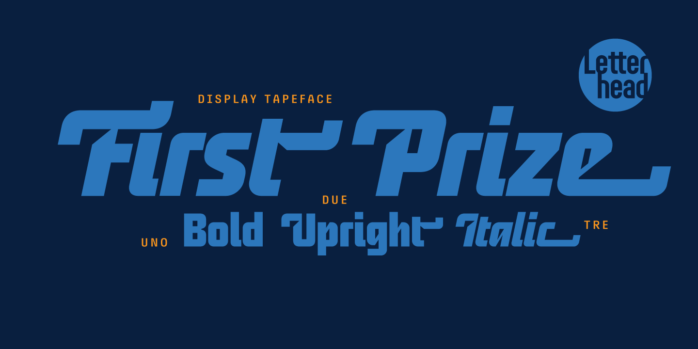 First Prize Bold Upright Font preview