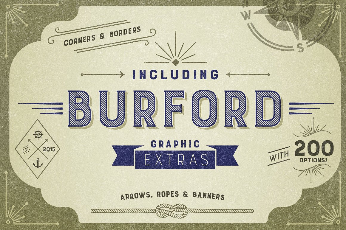 Burford Extrude A Shadow Font preview
