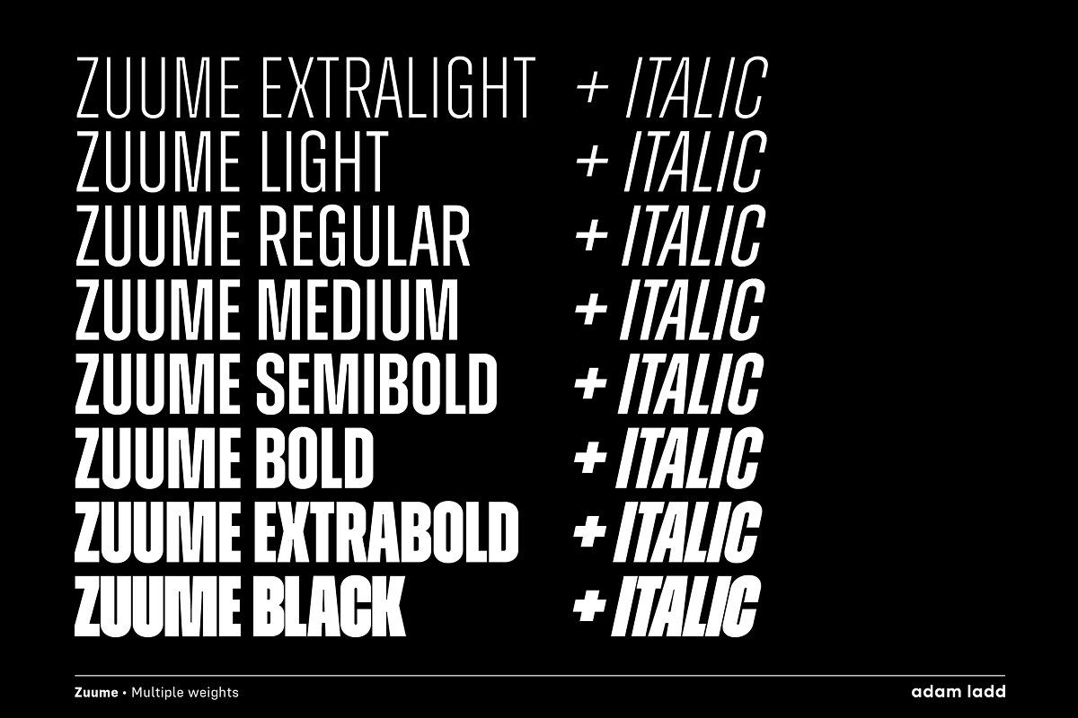 Zuume Extra Light Italic Font preview