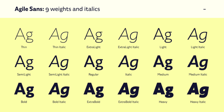Agile Sans Thin Italic Font preview