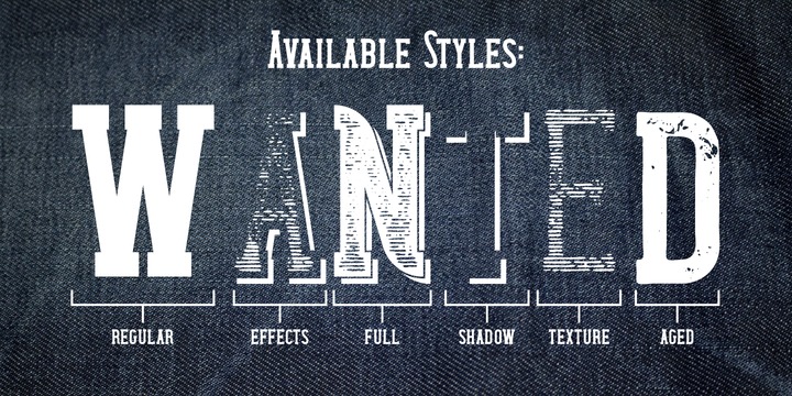 Wanted Denim Effects Font preview