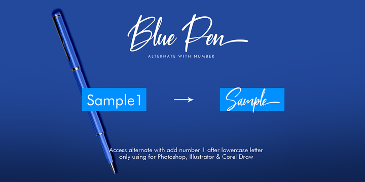 Blue Pen Regular Font preview