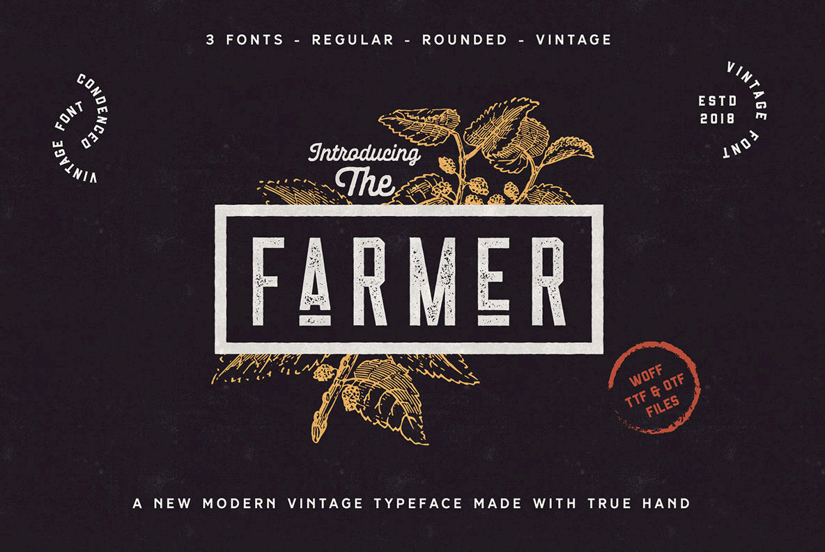 The Farmer Textured Font preview