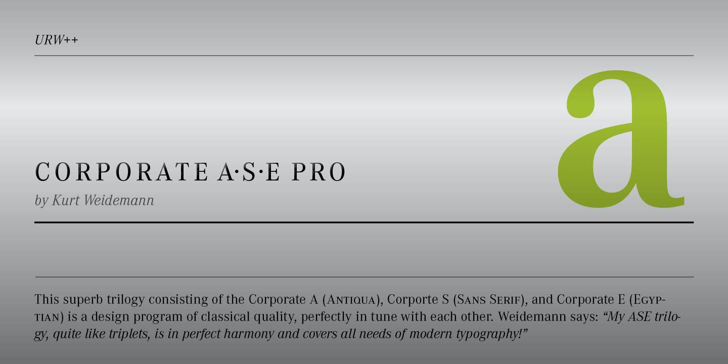 Corporate A Pro Pro Regular Font preview