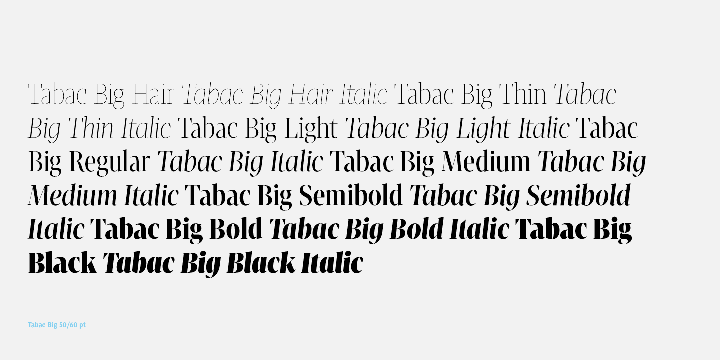 Tabac Big Medium Italic Font preview