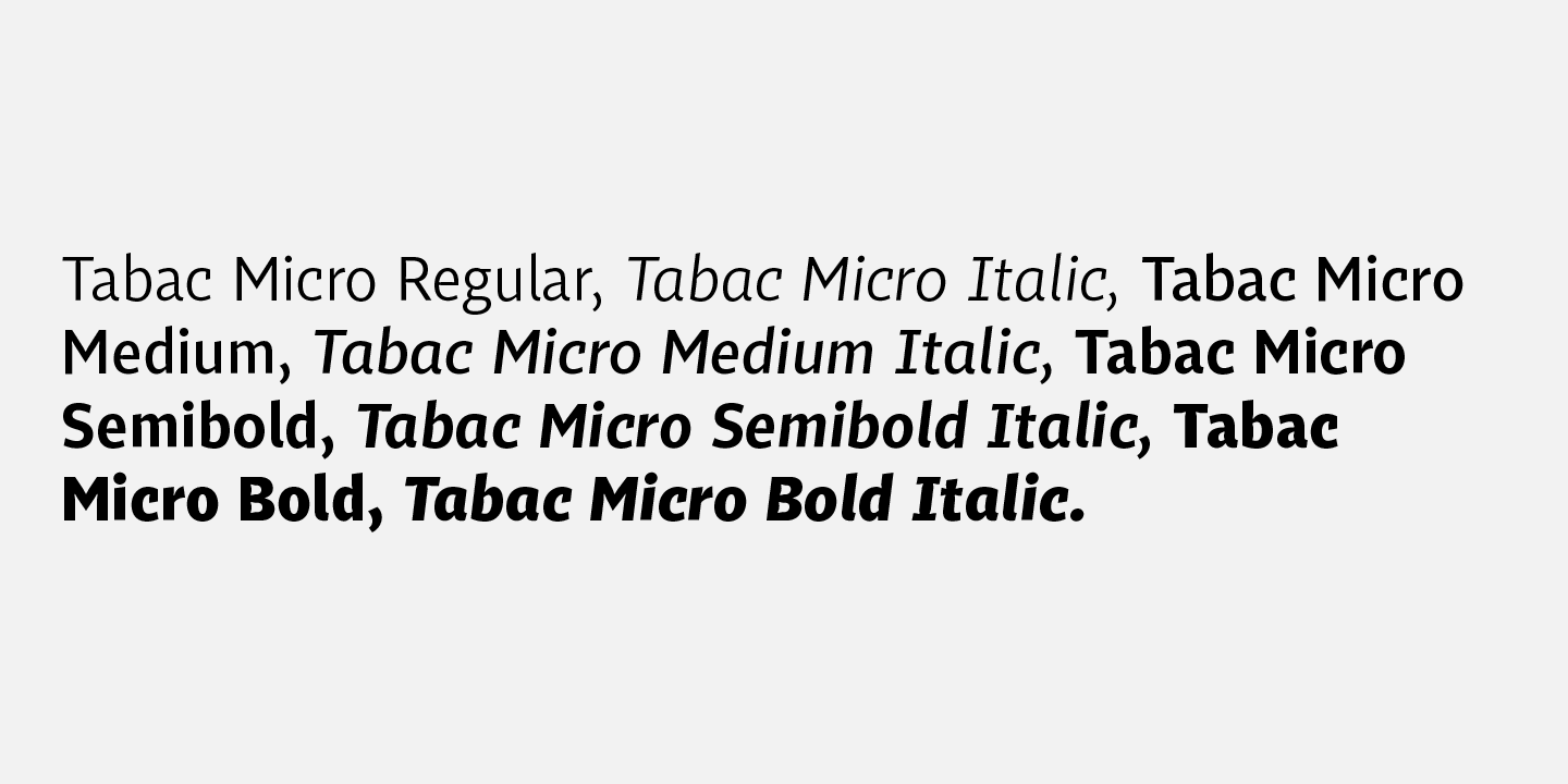Tabac Micro SemiBold Italic Font preview