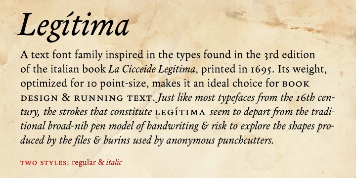 Legitima Italic Font preview