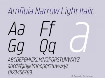 Amfibia Narrow Thin Narrow Italic Font preview