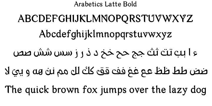 Arabetics Latte Slant Regular Font preview