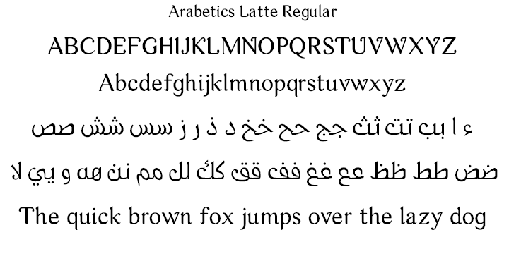 Arabetics Latte Slant Regular Font preview