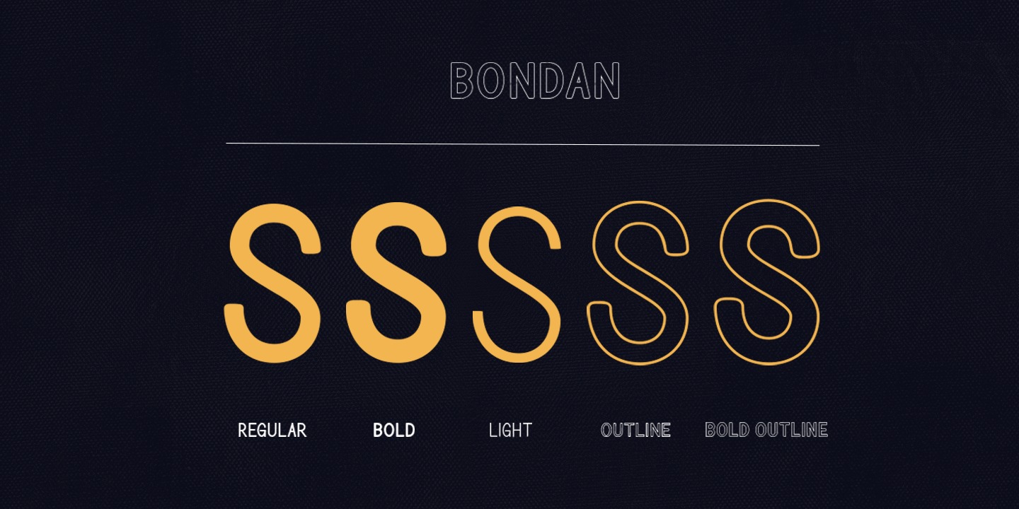 Bondan Outline Regular Font preview