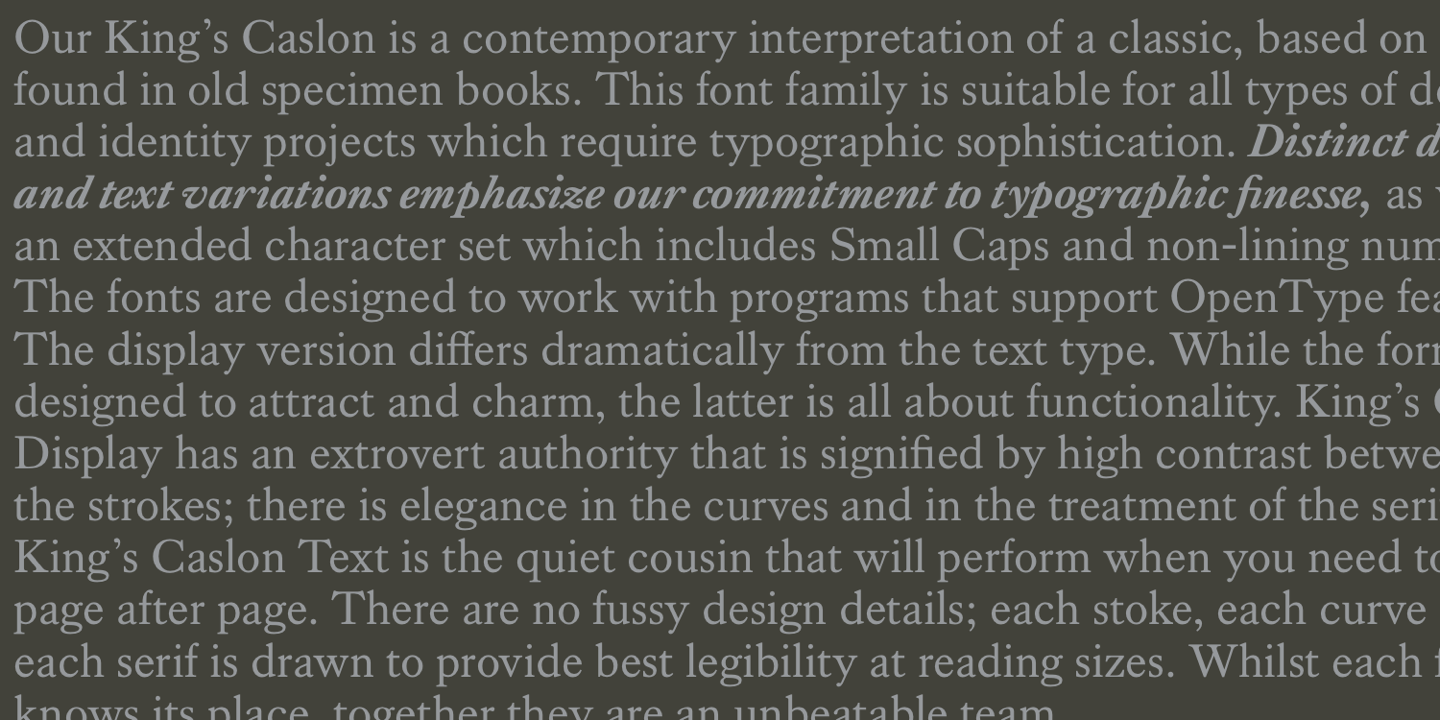 Kings Caslon Display Italic Font preview