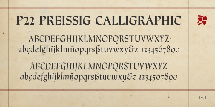 P22 Preissig Calligraphic Regular Font preview