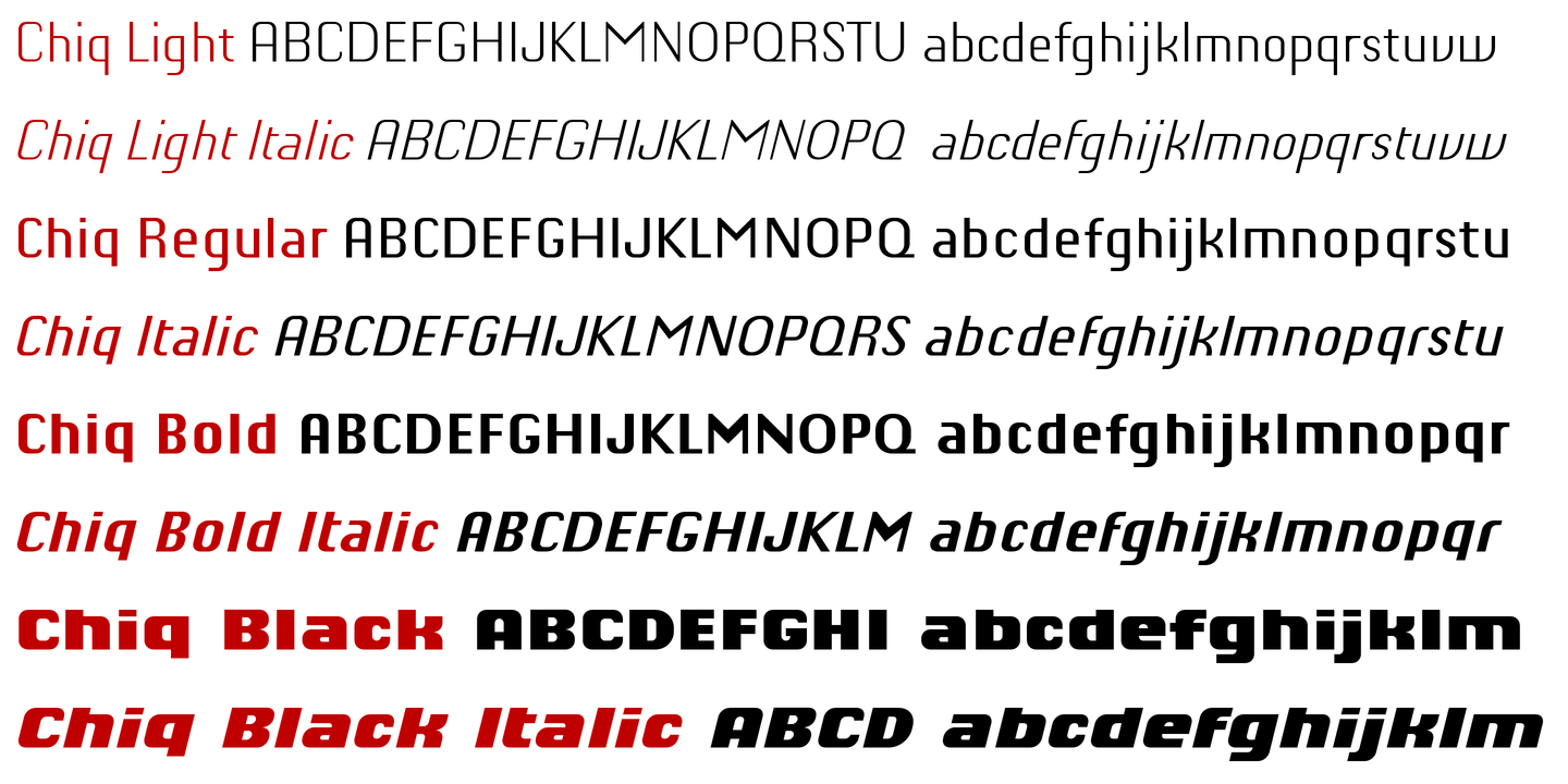 Chiq Pro Light Italic Font preview