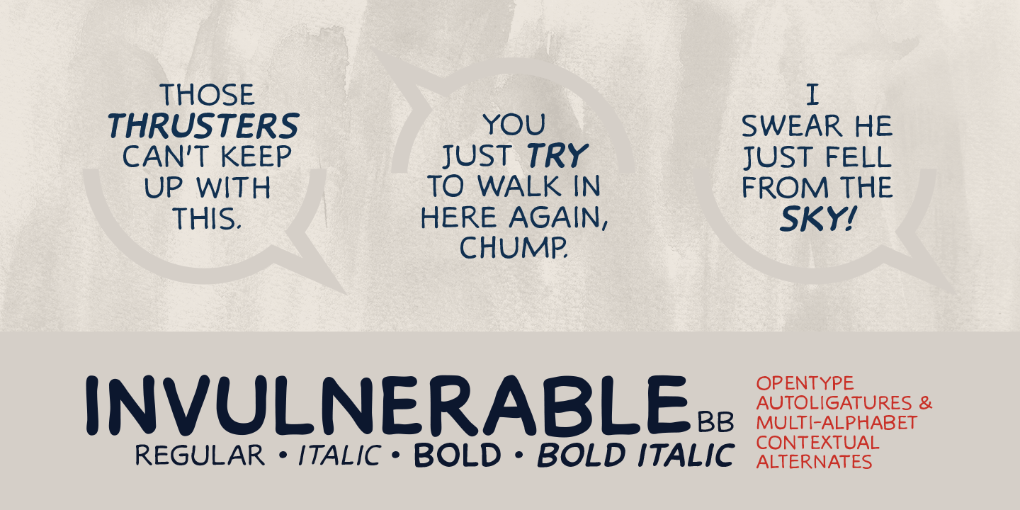Invulnerable BB Italic Font preview