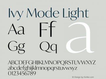 Ivy Mode Thin Italic Font preview