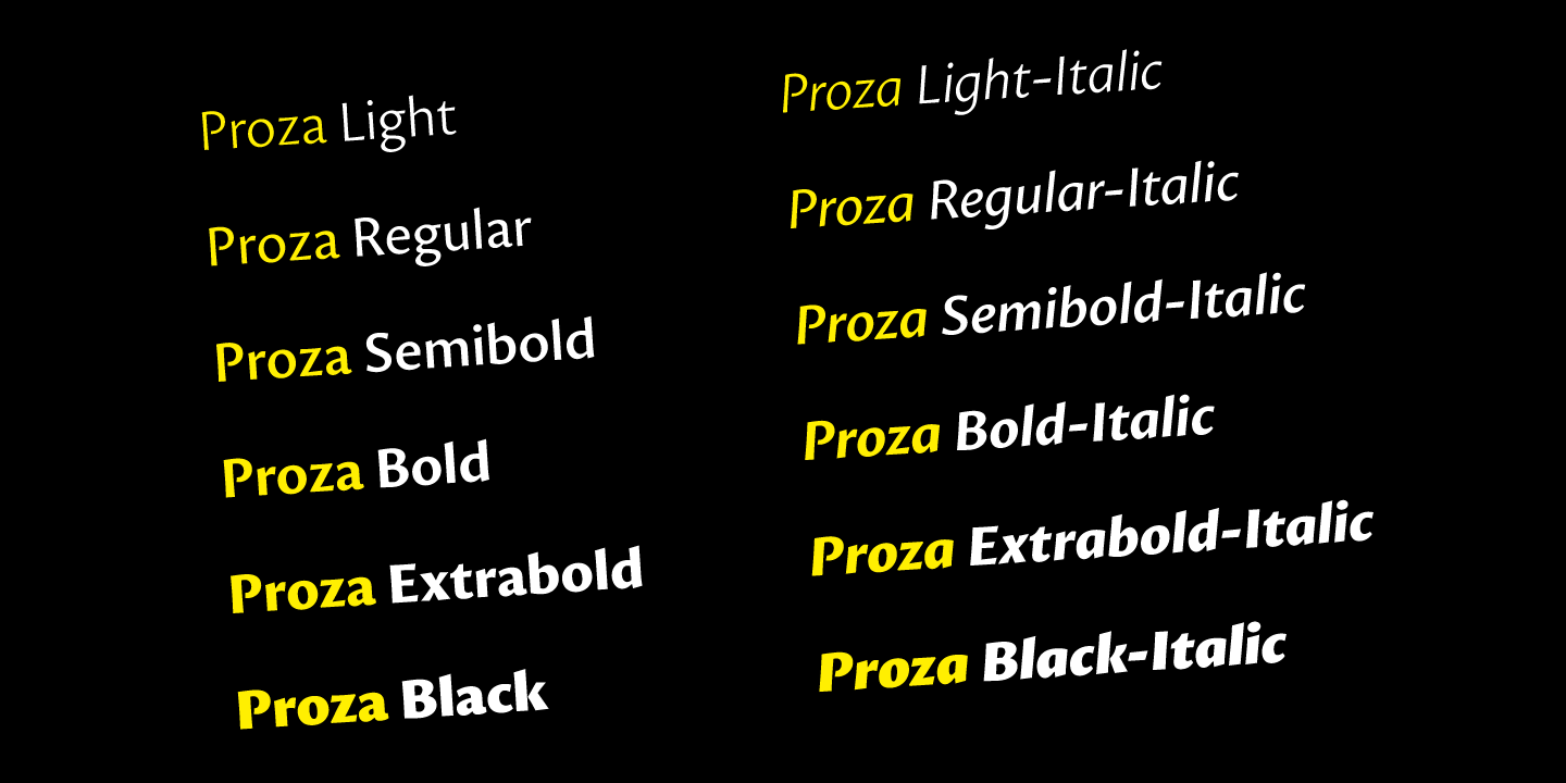 Proza Black Italic Font preview